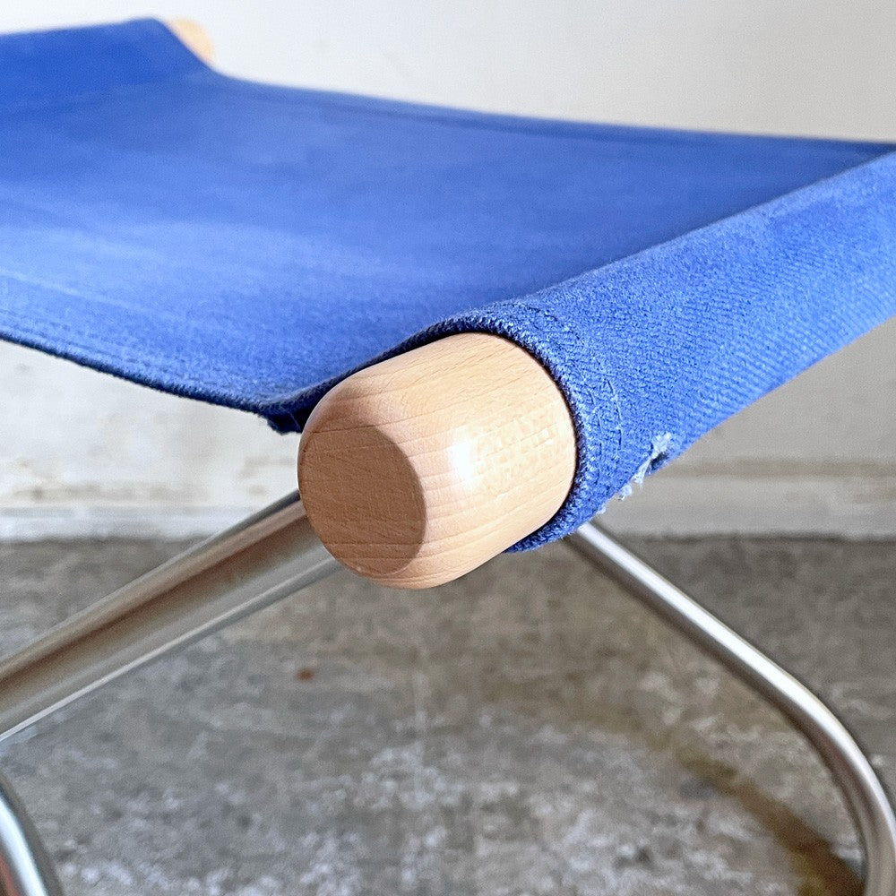 ニーチェアX  NY chair X フォールディングオットマン 折り畳み ナチュラル×ブルー  MoMA 藤栄 新居 猛 ■