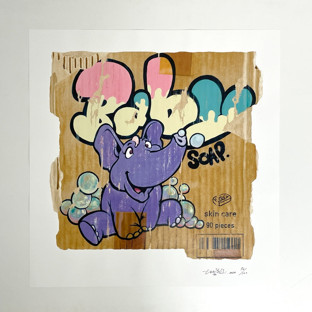 テンガワン TENGAone FABRICATION ELEPHANT_P アーカイバルピグメントプリント + シルクスクリーン 59 x 60.5 cm 限定版 ストリートグラフィティ ストリートアート 現代美術 ●