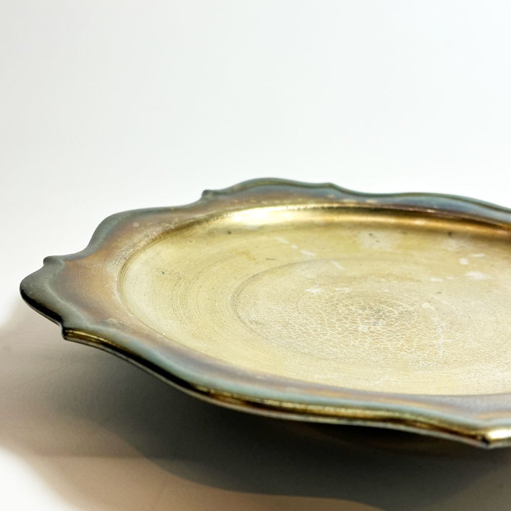 木下和美 輪花 プレート W17.5cm 磁器 ゴールド 現代作家 ★