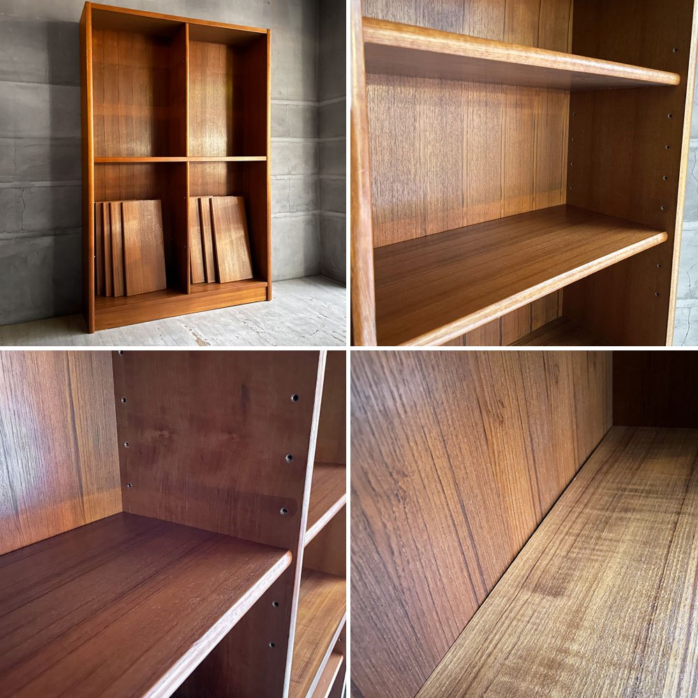 ジャパンビンテージ Japan Vintage チーク材 ブックシェルフ 本棚 オープンシェルフ 飾り棚 北欧デザイン 棚板可動式 ♪