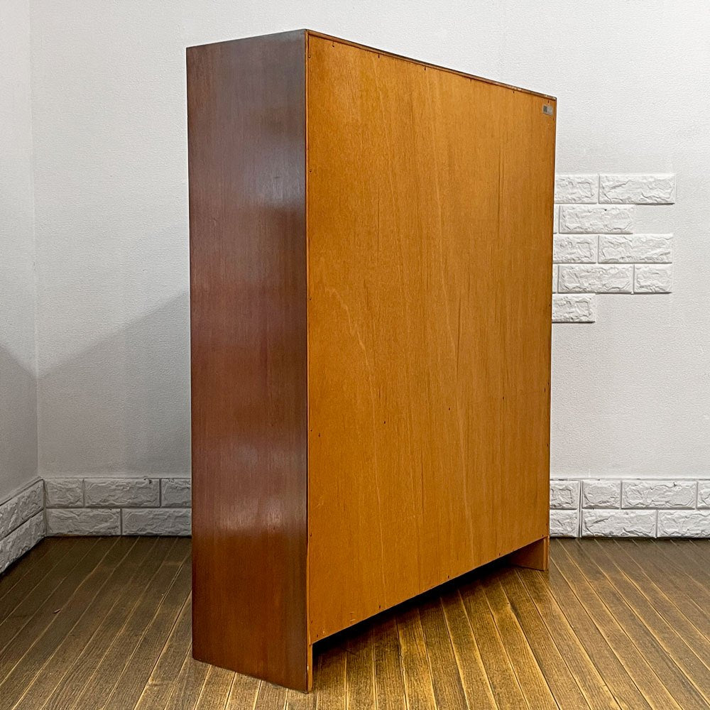 ハーバート E. ギブス HERBERT E. GIBBS FURNITURE チーク材キャビネット 飾り棚 本棚 ガラス欠品 UKビンテージ ◎