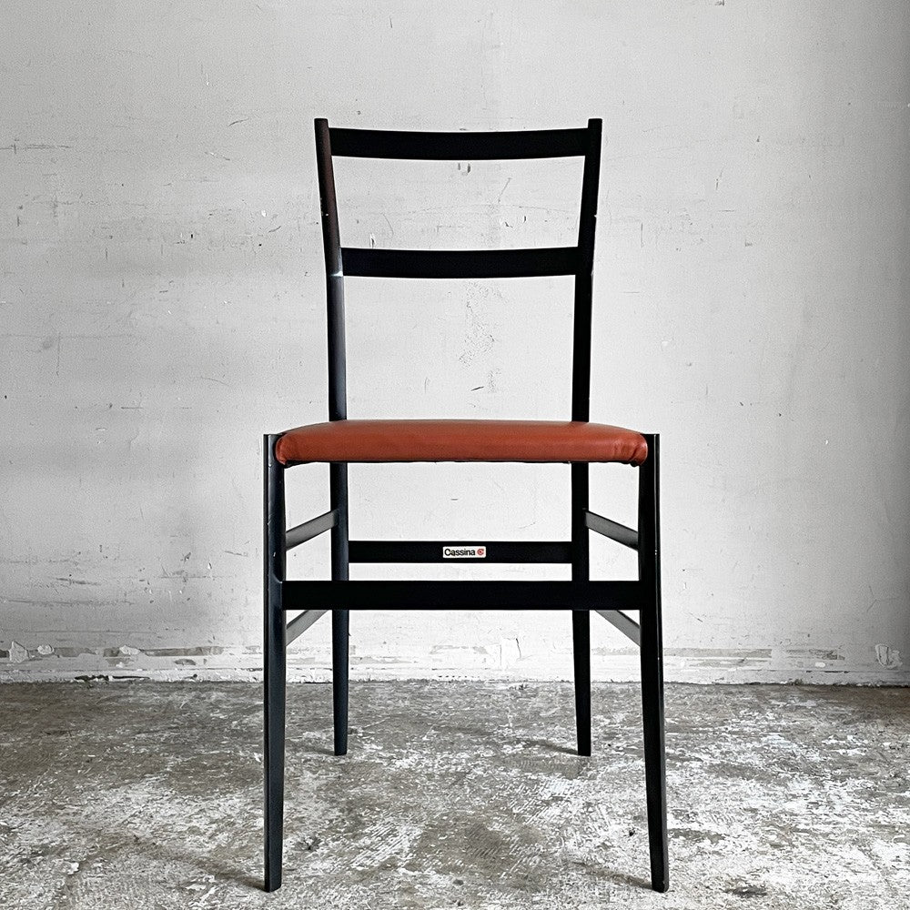 カッシーナ Cassina 699 スーパーレジェーラ SUPERLEGGERA チェア ダイニングチェア ブラックカラー アッシュ材 レザーシート ジオ・ポンティ ■