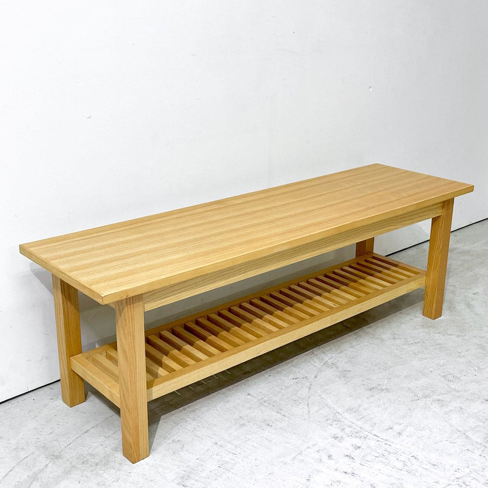 アクタス ACTUS ポトス POTHOS ダイニングベンチ ベンチチェア アッシュ材 リビングテーブル W120cm マガジンラック付き ナチュラルモダン ●