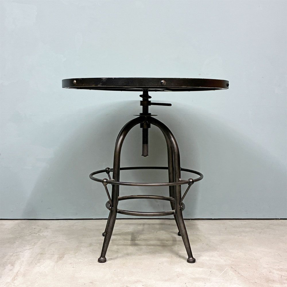 クラッシュゲート CRASH GATE ノットアンティークス Knot antiques バッカス BACCHUS サークルテーブル Φ65 昇降式 ニレ古材 アイアン ◎