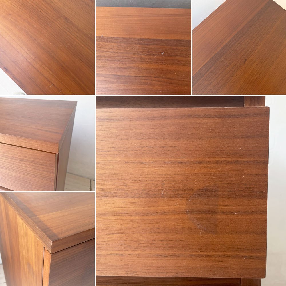 無印良品 MUJI 木製チェスト4段 5ドロワー ウォールナット材突板 4段 5ドロワー W80cm 脚付 シンプルデザイン 廃番 ★