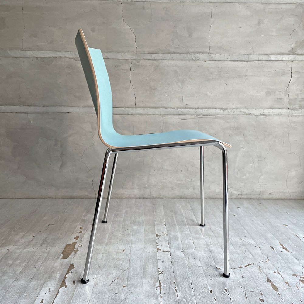 エンゲルブレヒト Engelbrechts チャリックチェア CHAIRIK Chair 101 ダイニングチェア スタッキング 4本脚 アイスブルー プライウッド スチール デンマーク 未使用品 定価63,800円 ♪