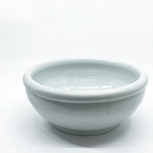 壷田和宏・亜矢 白磁 玉縁大鉢 Φ22.5x9.5cm 現代作家 ●