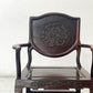 唐木家具 無垢材 龍紋彫刻 肘付き椅子 アームチェア 中国家具 伝統工芸 飾り彫り B●