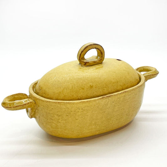 小川佳子 Yoshiko Ogawa 耐熱鍋 土鍋 蓋付 オーバル 楕円 陶器 直火可 W24cm 現代作家 B ★