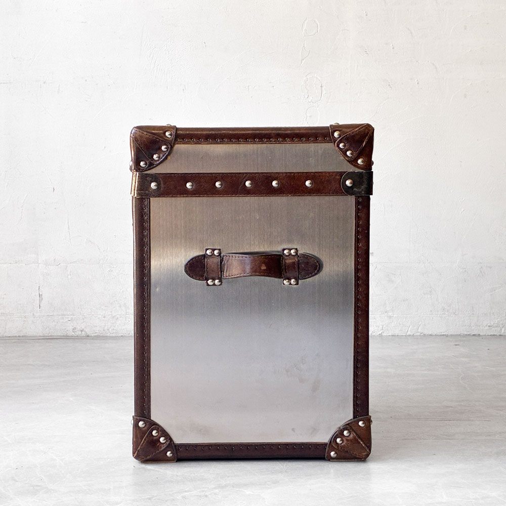 ハロ HALO パリス PARIS トランク TRUNK ブラッシュドスチール サイドテーブル チェスト 英国家具 廃番 定価￥97,900- ★