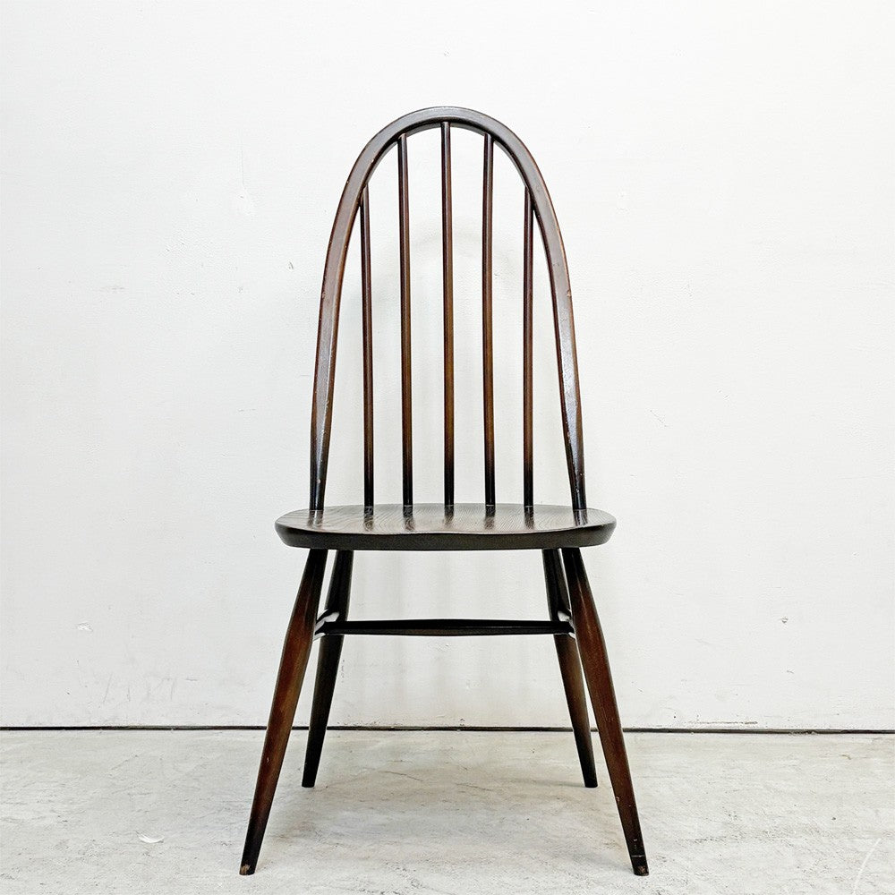 アーコール Ercol クエーカーチェア ダイニングチェア ハイバック オールドコロニアル ブラウン エルム材 × ビーチ材 UKビンテージ 英国家具 B ●