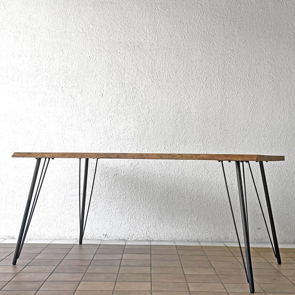 クラッシュゲート CRASH GATE イージーライフ EASY LIFE ミース MEATH ダイニングテーブル ライブエッジ天板 No.5脚 W160cm オーク材 関家具 ◇