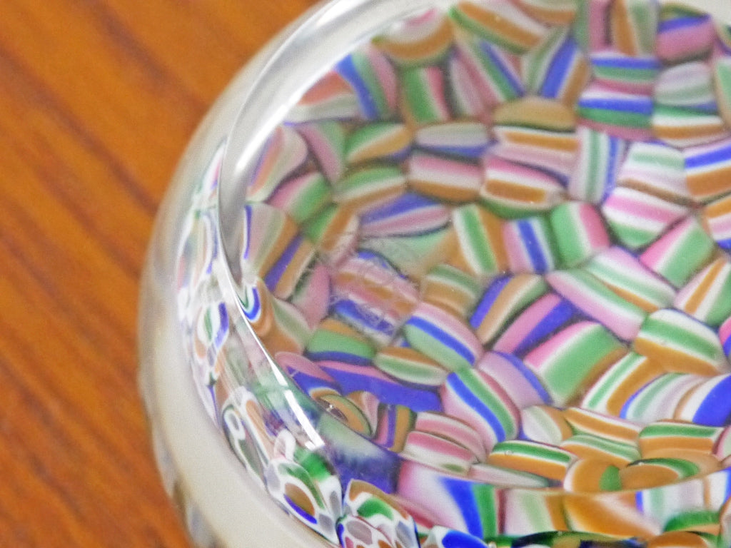 バカラ Baccarat ミルフィオリ Millefiori クリスタル ペーパーウェイト ドーム型 マルチカラー ツイスト 1970’s ビンテージ 希少品 ◇