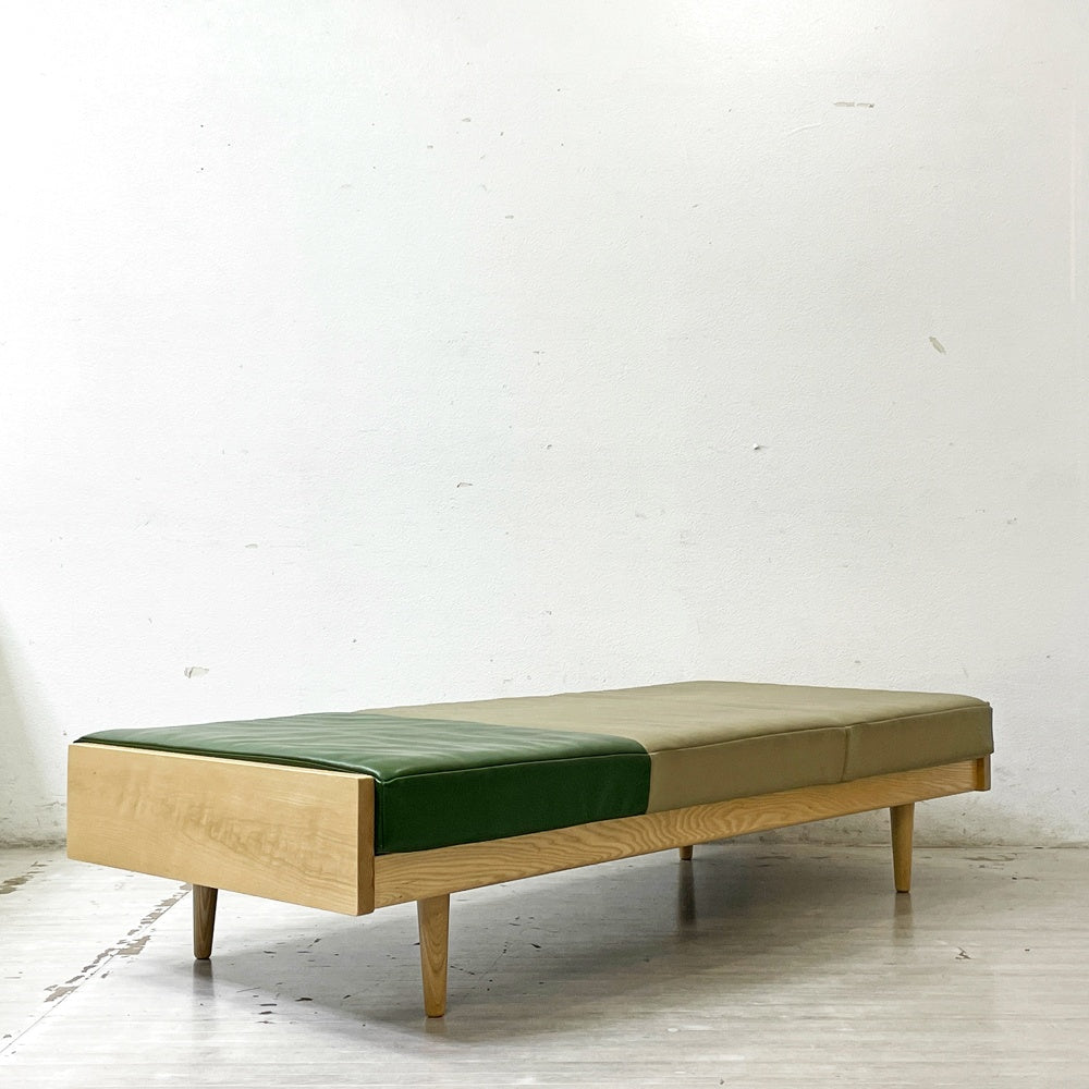 グラフ graf × 相合家具 SOGO デイベッドベンチ Day bed bench ホワイトアッシュ材 レザー w171cm ●
