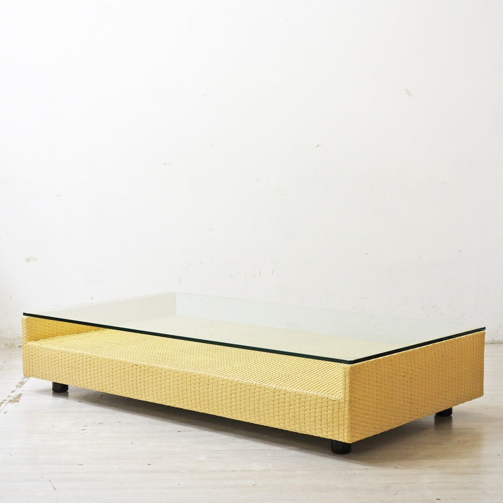 アルフレックス arflex ホリデイズ holidays エーテーブル A TABLE ローテーブル コーヒーテーブル ガラストップ × レザー編込 ●