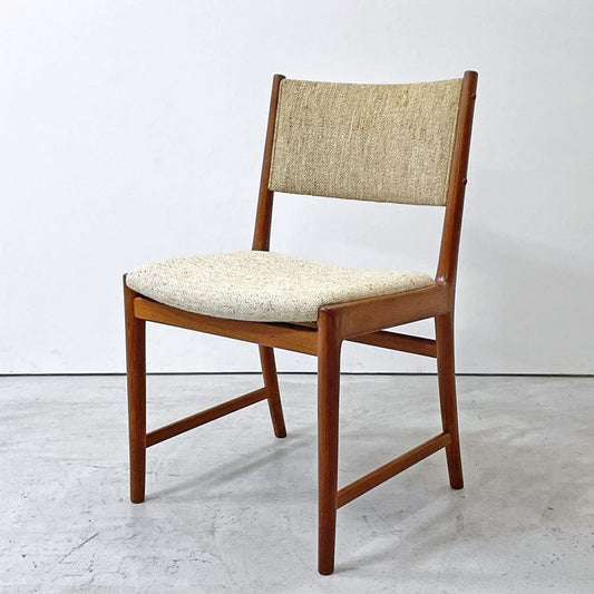 北欧ビンテージ Scandinavian Vintage チーク無垢材 ダイニングチェア ファブリック ベージュ系 ミッドセンチュリー A ●