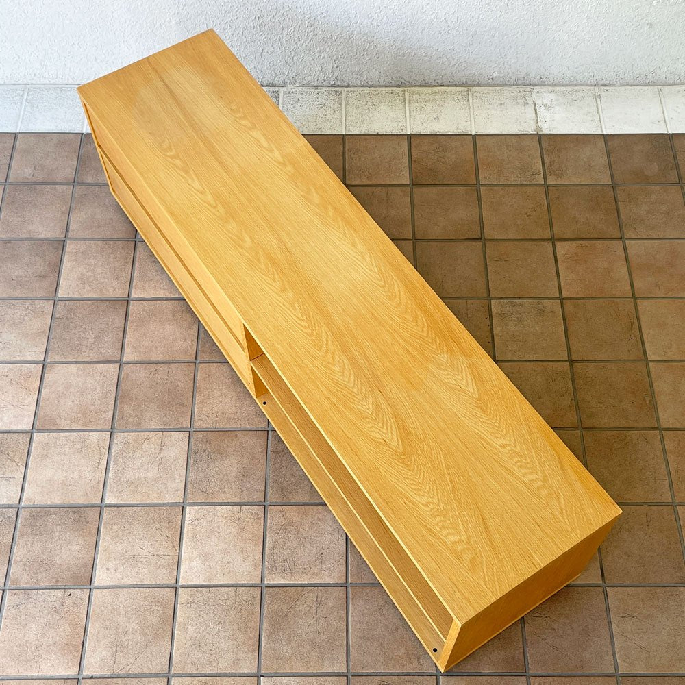 無印良品 MUJI スタッキングキャビネット テレビボード オーク材 W163cm ガラス扉無し 抽斗2杯 ナチュラルモダン ◇