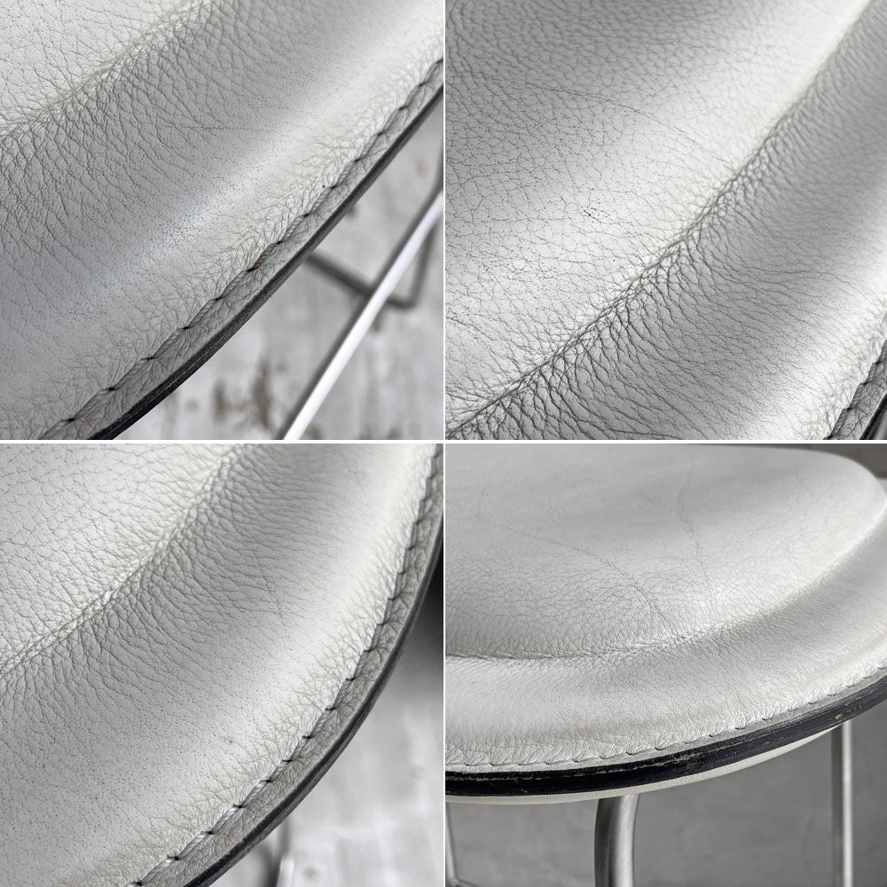 カッペリーニ Cappellini ハイパッドスツール Hi pad Stool ホワイトレザー×ステンレススチール ジャスパー・モリソン Jasper Morrison イタリアモダン ♪