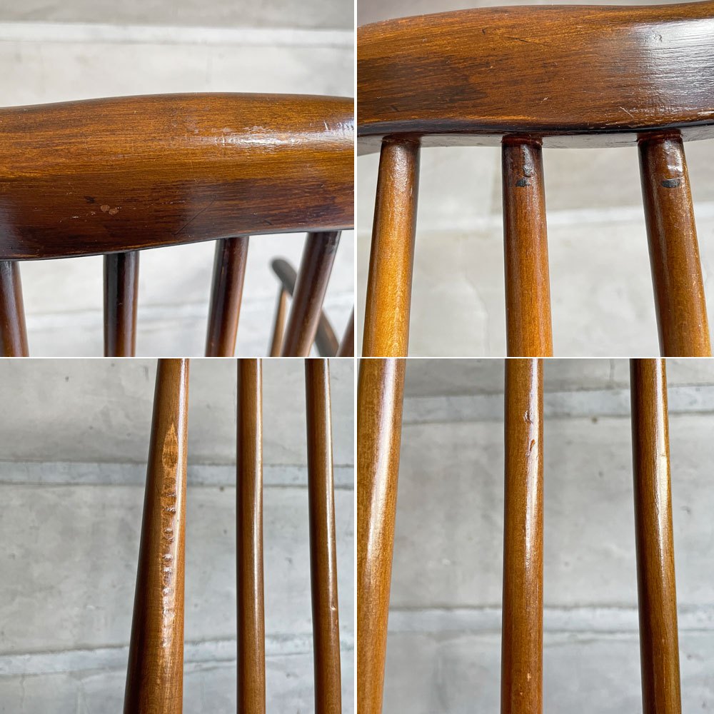 アーコール Ercol ゴールドスミス ダイニングチェア アームチェア コロニアル ハイバック エルム材 ダークブラウン UKビンテージ 英国 ♪