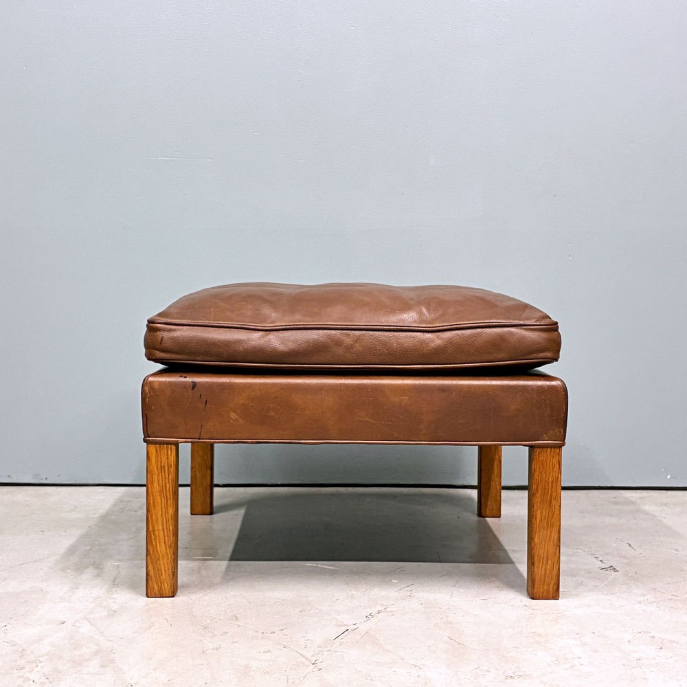 フレデリシア FREDERICIA model 2202 オットマン 本革 ブラウン系レザー ボーエ・モーエンセン デンマーク 北欧ビンテージ ◎