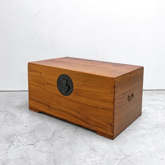 チャイニーズアンティークスタイル Chinese Antique Style 中国古玩家具 収納箪笥 長持 鋳鉄金具 ブランケットボックス 楠材 トランク ビンテージ ●