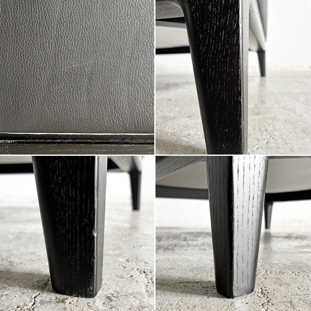 タイム＆スタイル TIME & STYLE エドワード Edward seamless sofa シームレスソファ 1人掛け ラウンジチェア 本革 ブラックレザー タモ材 廃番 B 〓