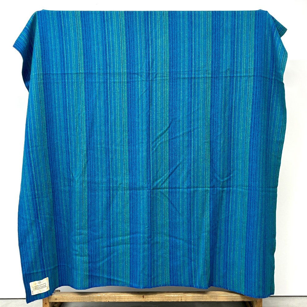 ティドストランド Tidstrand ウールブランケット ブルー × グリーン 150×230cm ヴィオラ・グラーステン Viola Grasten 皇室御用達 スウェーデンビンテージ ◎