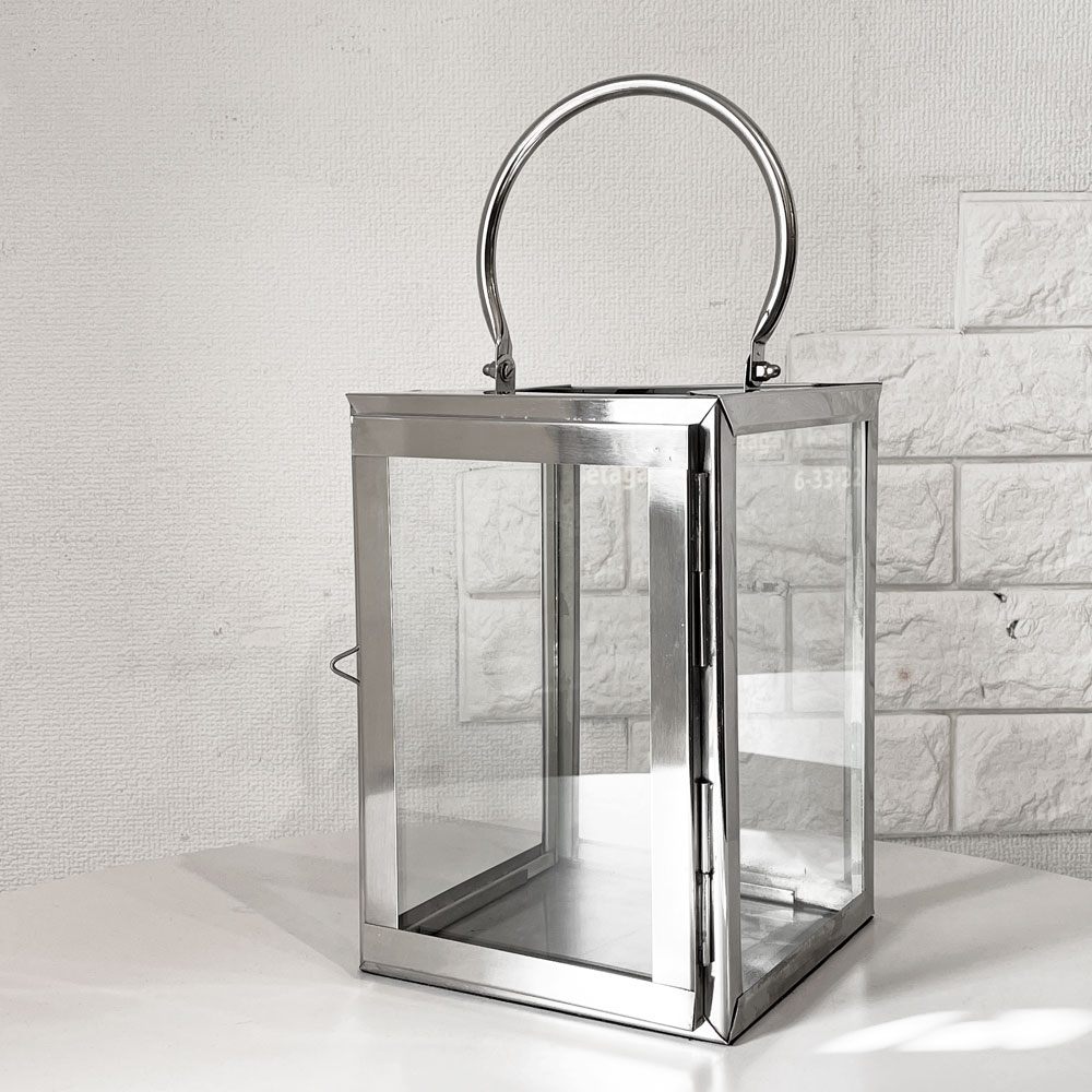 アトリエジュンコ Atelier Junko ガラス×スチール ランタン キャンドルホルダー Ｈ26cm ヨーロピアンクラシカル ◎