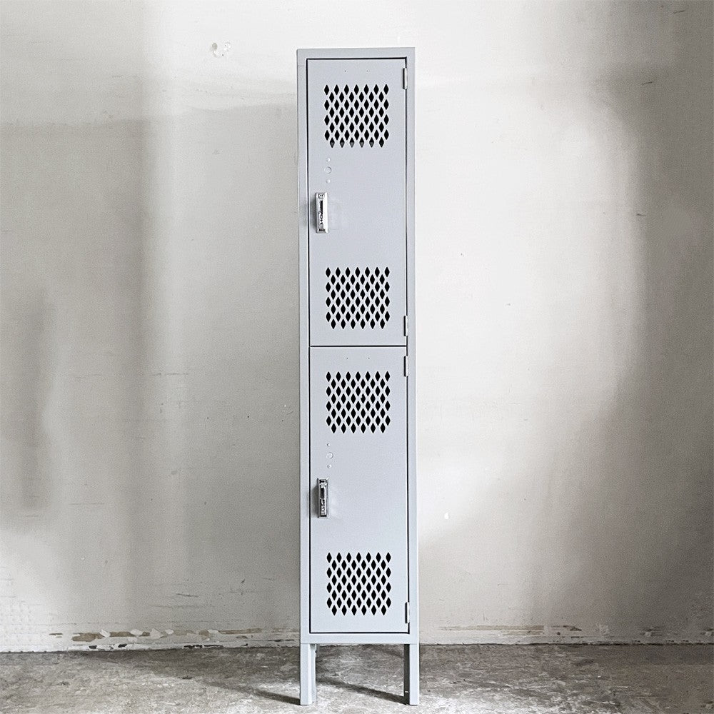 リオン LYON 2段スチールロッカー 2-TIER LOCKER ダイヤカット RECESSED HANDLE ダヴグレー dove gray インダストリアル P.F.S取扱 ■