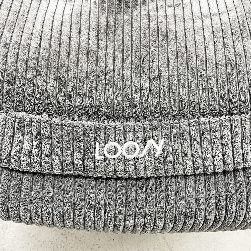 ルージー LOOSY ハグミー HUGME 1人掛けビーズソファ＋オットマン チャコール コーデュロイ 〓