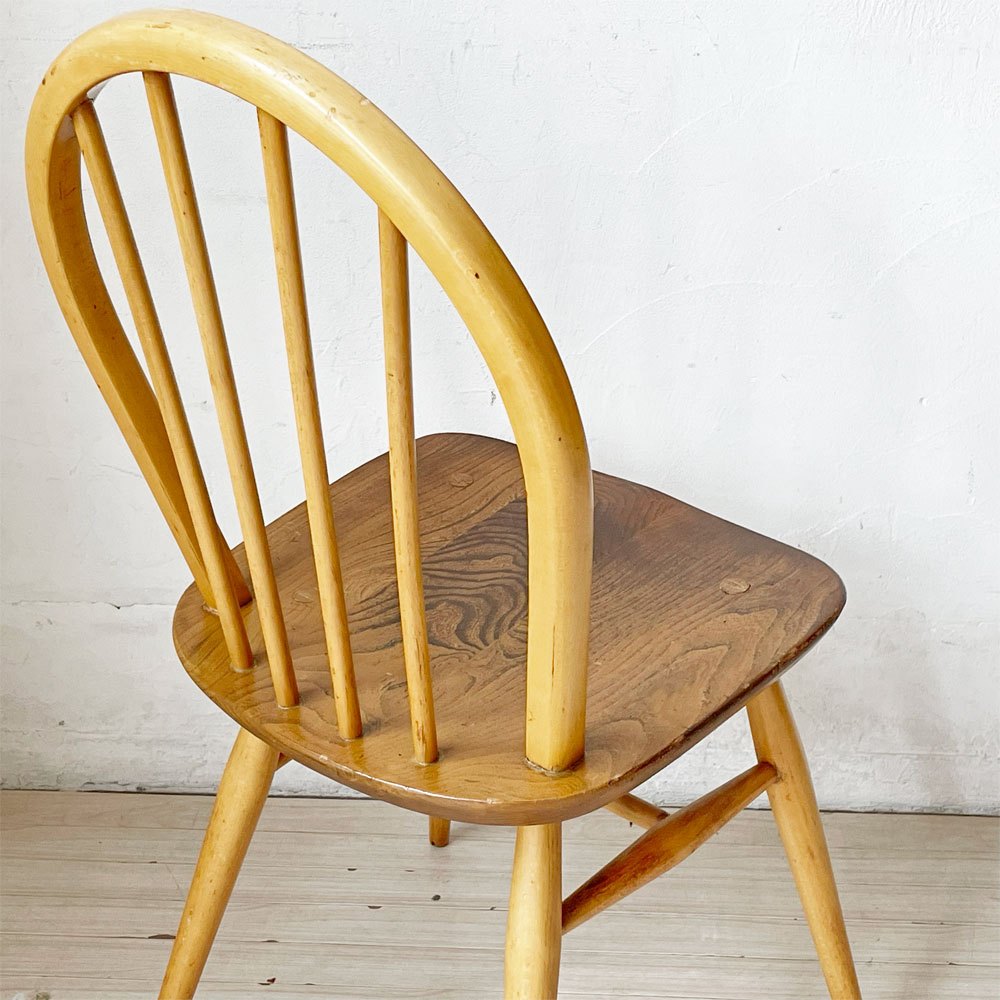 アーコール Ercol フープバックチェア ダイニングチェア スポークバック エルム材 UKビンテージ 英国家具 ★