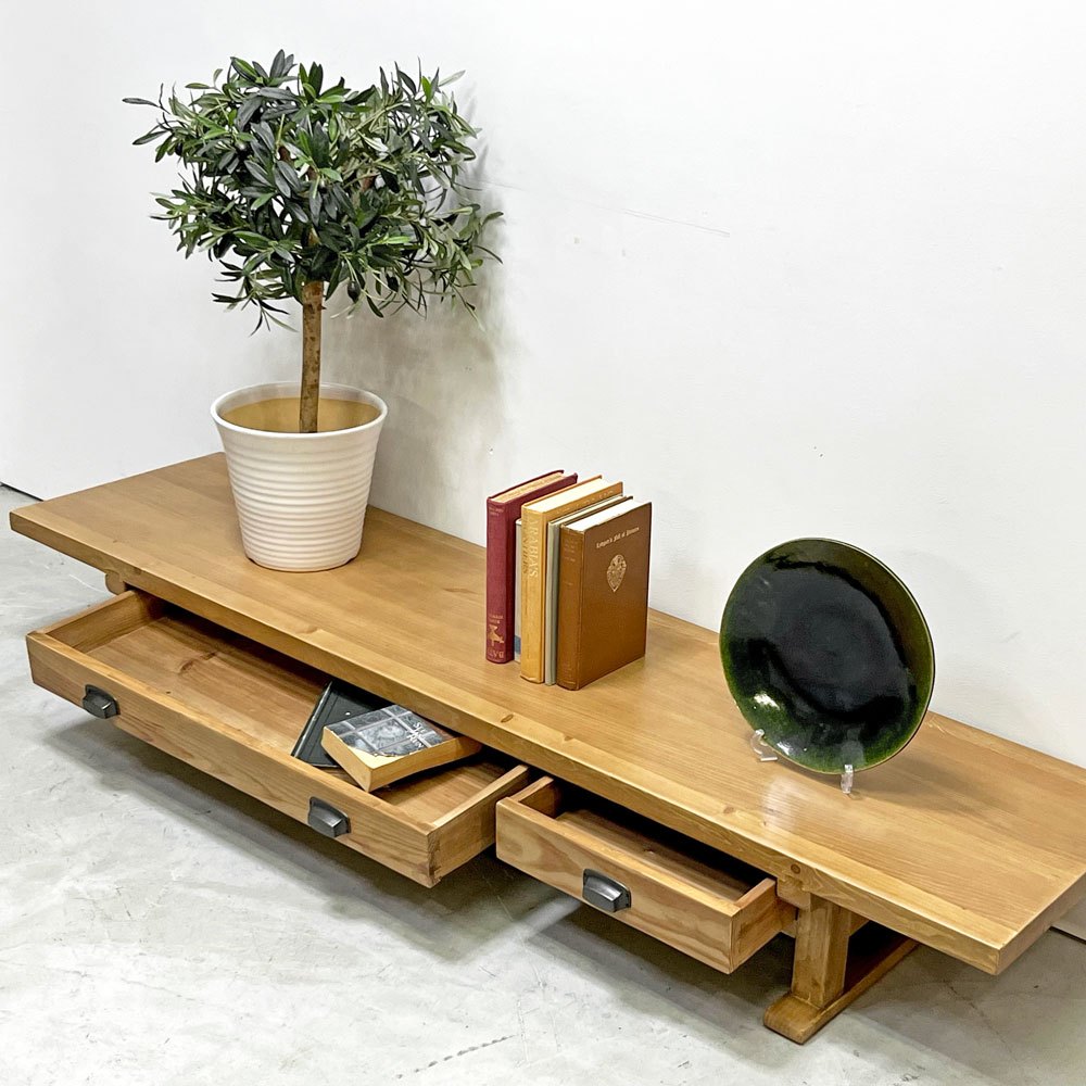 クラッシュゲート CRASH GATE ノットアンティークス knot antiques ゼン ZEN ローボード パイン古材 W170cm 美品 ●