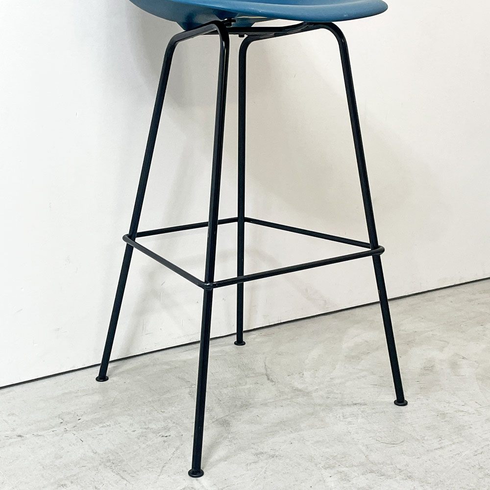 ハーマンミラー Herman Miller イームズプラスチックシェルスツール バーハイトスツール H115.5cm ポリプロピレン製 ブルー ミッドセンチュリー A ●