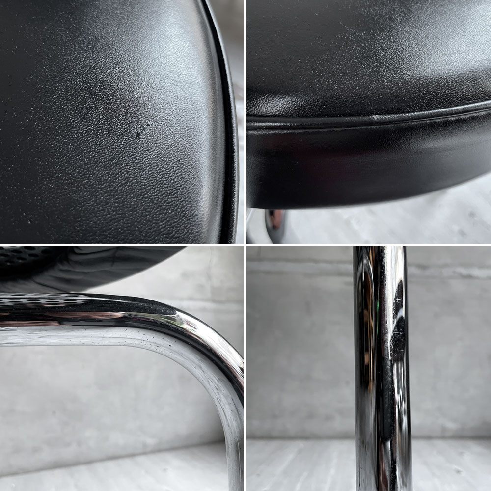 カッシーナ Cassina フォートゥイユ トゥルナン スウィベルチェア 7 FAUTEUIL TOURNANT LC7 レザー 本革 ブラック シャルロット・ペリアン イ・マエストリ・コレクション MoMA ♪