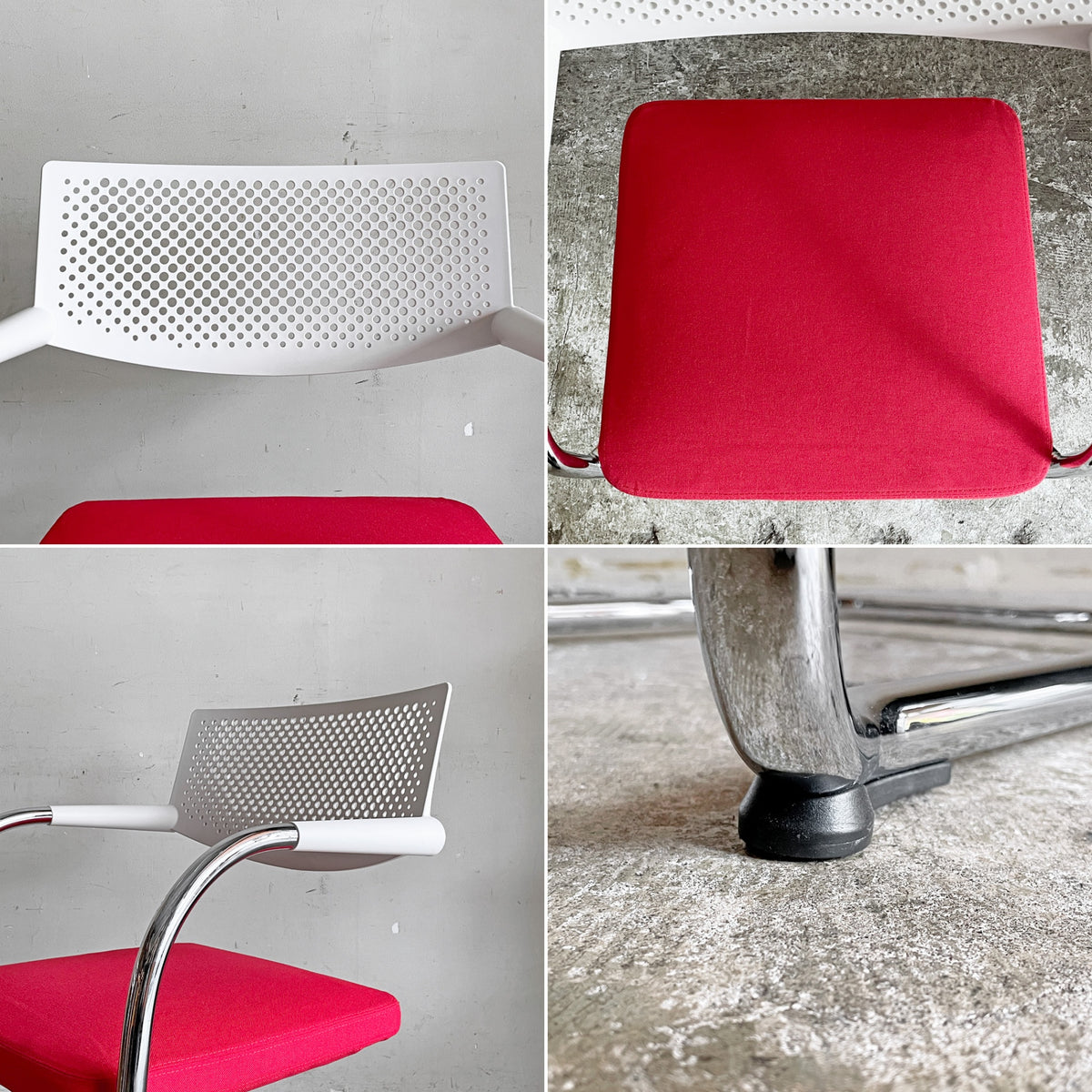 ヴィトラ vitra ビザビ2 Visavis2 アームチェア デスクチェア ホワイト/レッド系 カンティレバー スタッキング可能 アントニオ・チッテリオ A ■