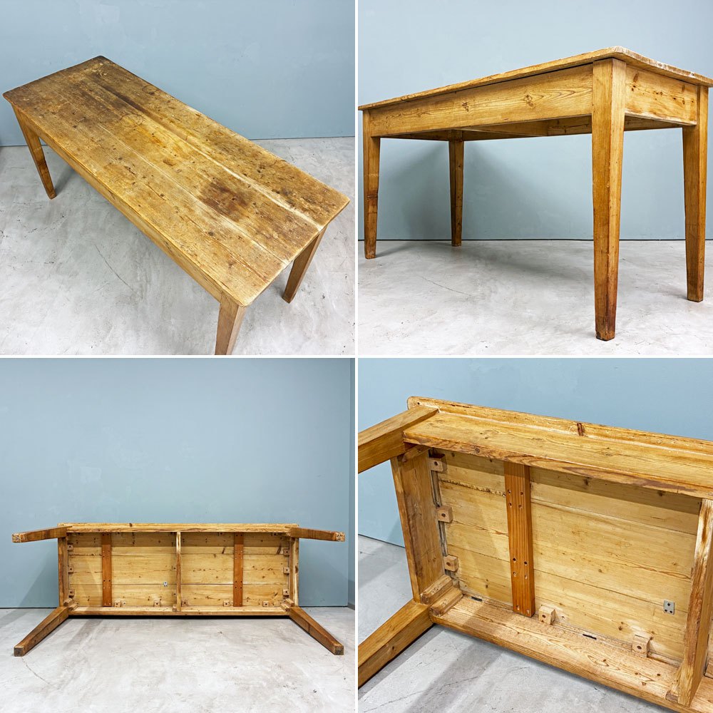 UKビンテージ Vintage オールドパイン ワークテーブル アトリエテーブル 作業台 W168×H81.5cm 無垢材 カントリー 英国家具 店舗什器 ◎