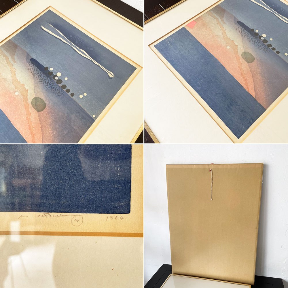 内間安瑆 ANSEI UCHIMA 版画作品 Aerial Night 1964年 No.12/30 額装品 ★