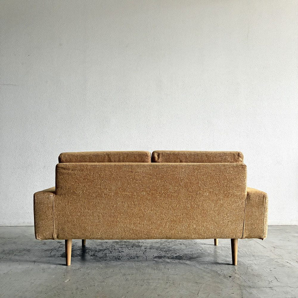 モモナチュラル MOMO Natural パトル PATORU SOFA W CUSHION 2人掛けソファ カバーリングファブリック イエロー系 オーク材脚 W155cm 定価￥117,000-以上 〓
