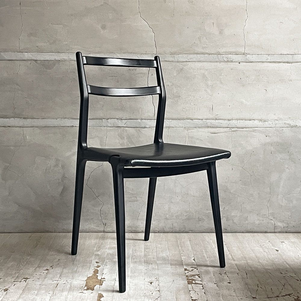 天童木工 TENDO インパラチェア Impala Chair ダイニングチェア ブラック 本革 ホワイトビーチ材 佐々木敏光 ジャパニーズミッドセンチュリーモダン B ♪