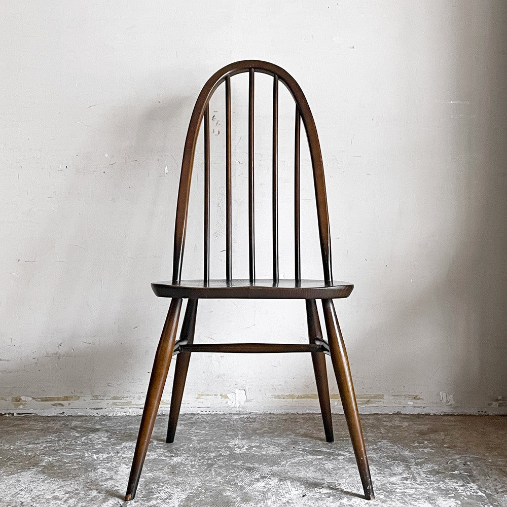 アーコール Ercol クエーカーチェア ダイニングチェア コロニアル ハイバック エルム材 × ビーチ材 ブラウン UKビンテージ 英国家具 ■