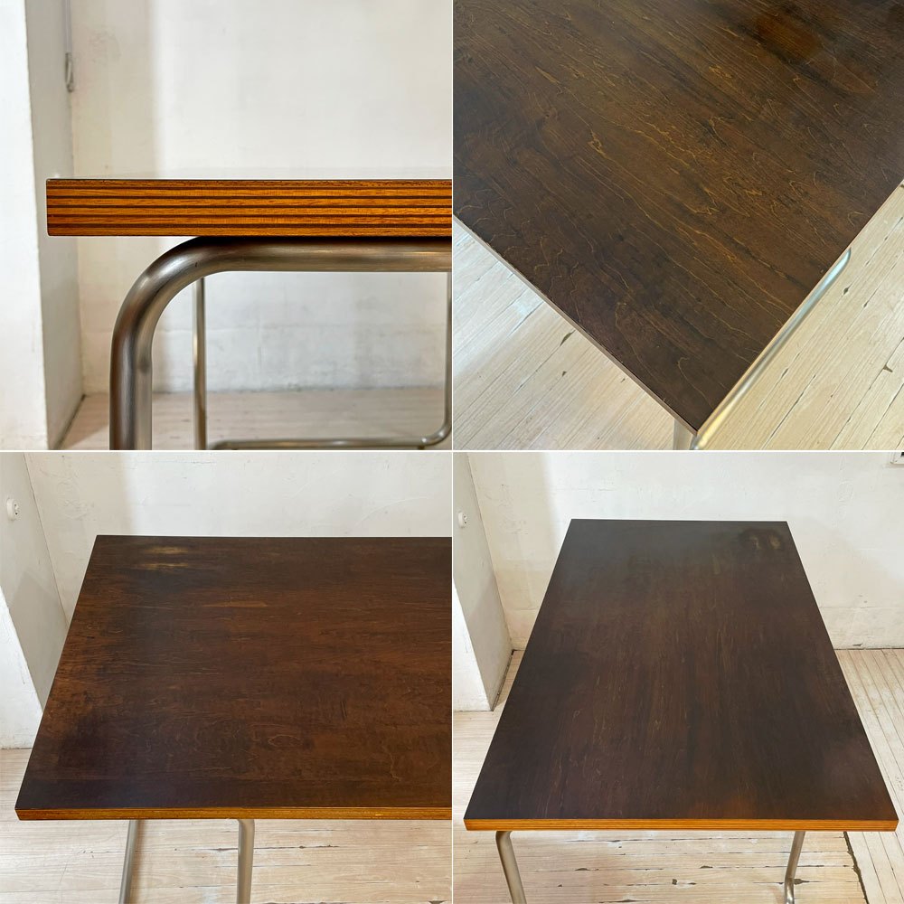 イデー IDEE 積層天板 × パイプ脚 ワークテーブル W120cm ダークブラウン ビンテージ ミッドセンチュリー インダストリアル ★