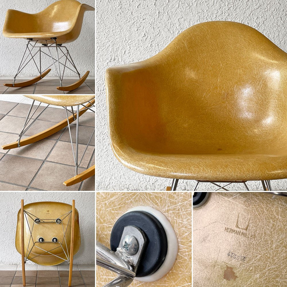 ハーマンミラー Herman Miller アームシェルチェア 2nd FRP ロッカーベース オークルライト イームズ ミッドセンチュリー ◇