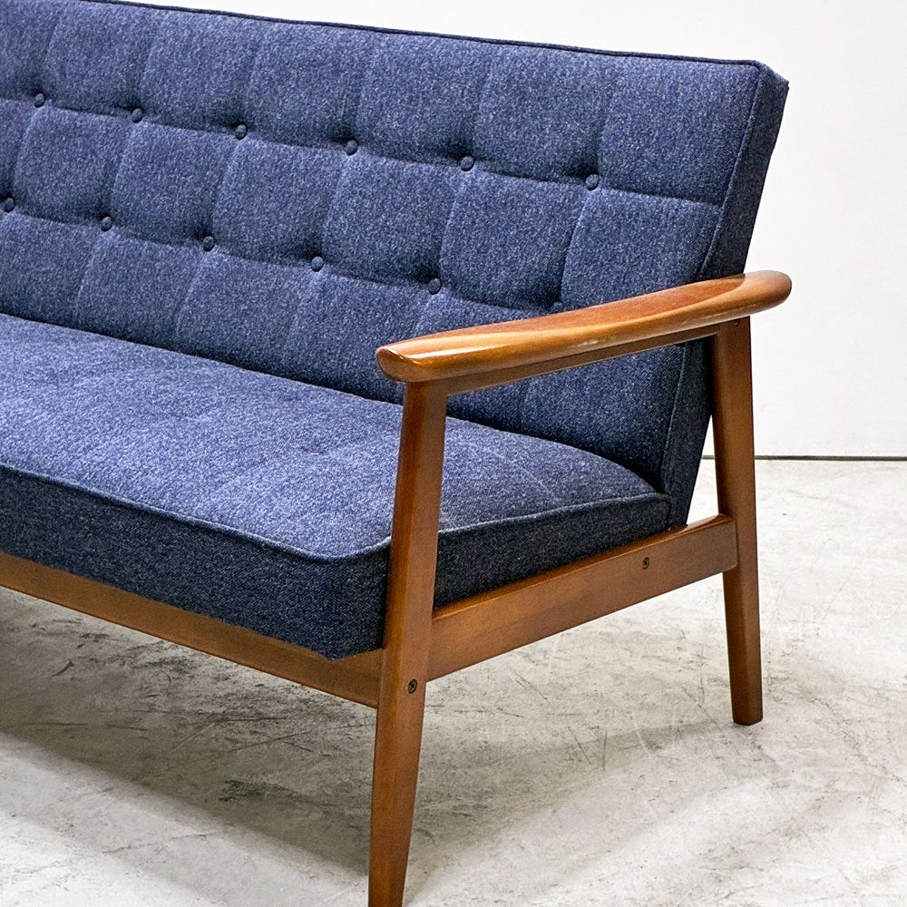カリモク60 karimoku60 Kチェア 2シーター ソファ 2人掛け タープブルー ミッドセンチュリーデザイン 国産家具 ●