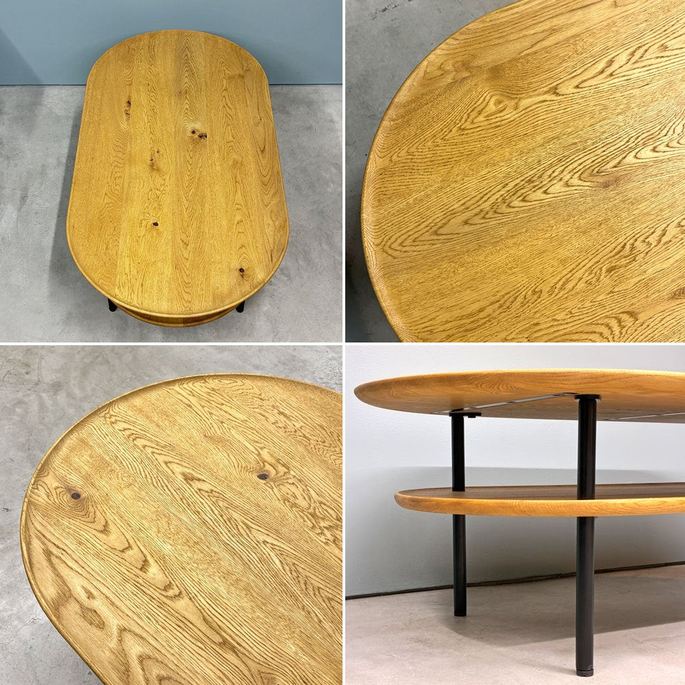 クラッシュゲート CRASH GATE イージーライフ Easy Life サーボ コーヒーテーブル オーバル SERVO COFFEE TABLE W105cm オーク材 ブラックスチール 関家具 展示品 ◎