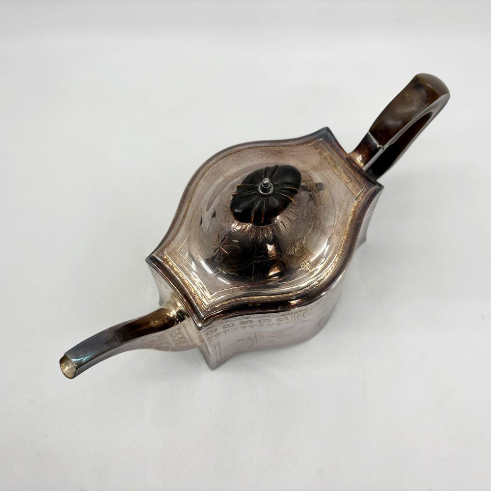 エルキントン ELKINGTON シルバープレーテッド ティーポット 樹脂ハンドル 英国ビンテージ ●