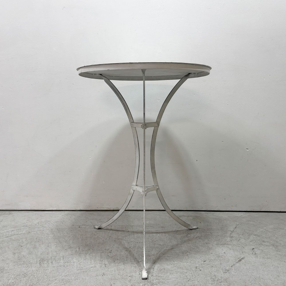 ビンテージ vintage アイアン ガーデンテーブル カフェテーブル Φ52cm フレンチスタイル クラシカルデザイン ホワイトペイント ●