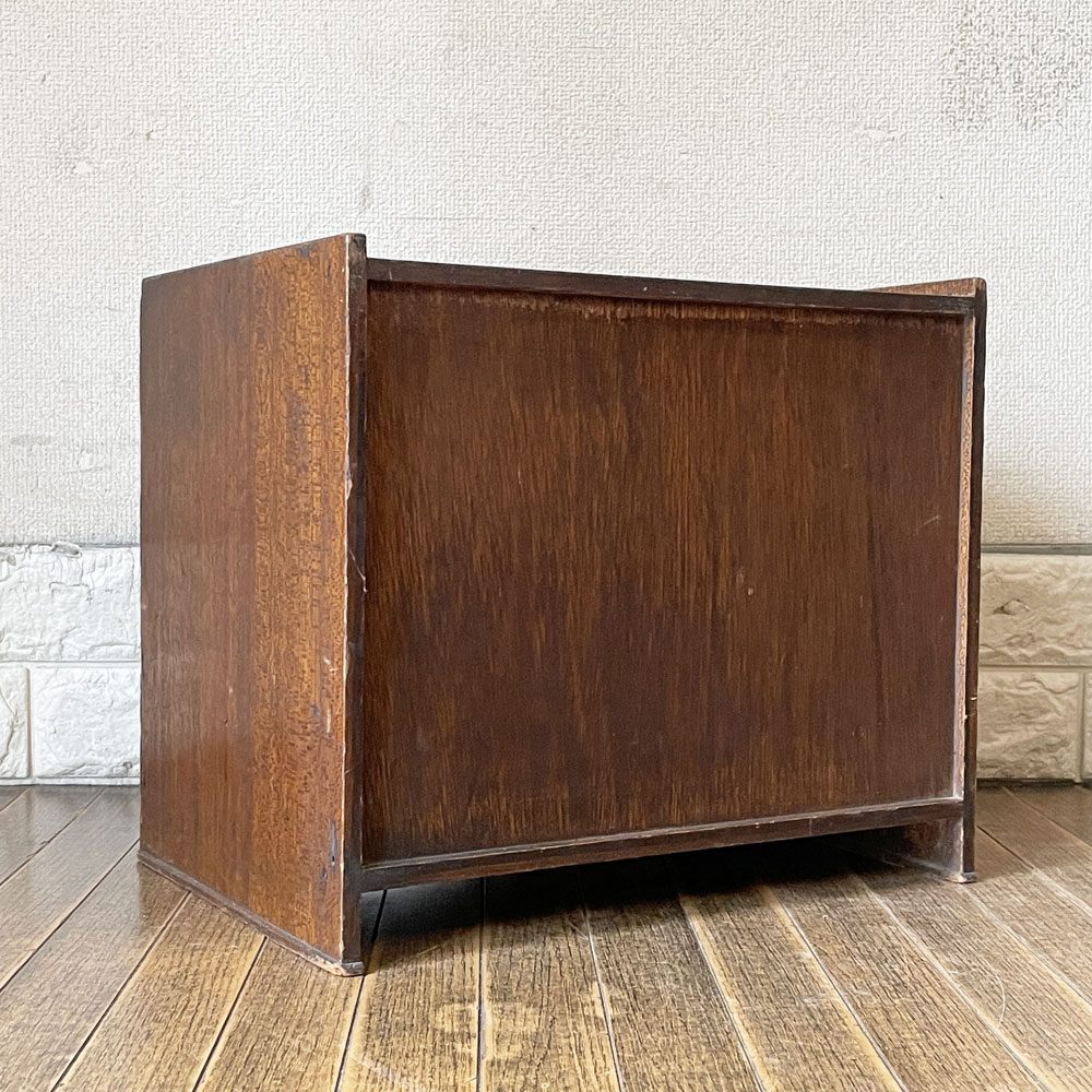 ジャパンビンテージ  Japan Vintage 古い木味のスモールキャビネット 抽斗1杯 本棚 文庫箱 W36cm 昭和レトロ 古家具 ◎