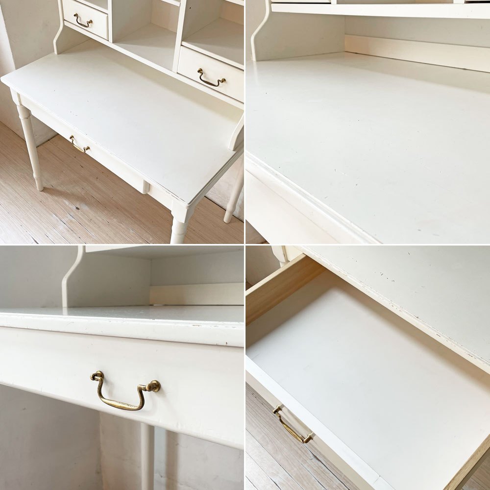 モモナチュラル MOMO Natural エマ EMMA デスク＆アッパーセット Desk&Upper Shelf パイン無垢材 ホワイトペイント 廃盤 参考11万円 ★