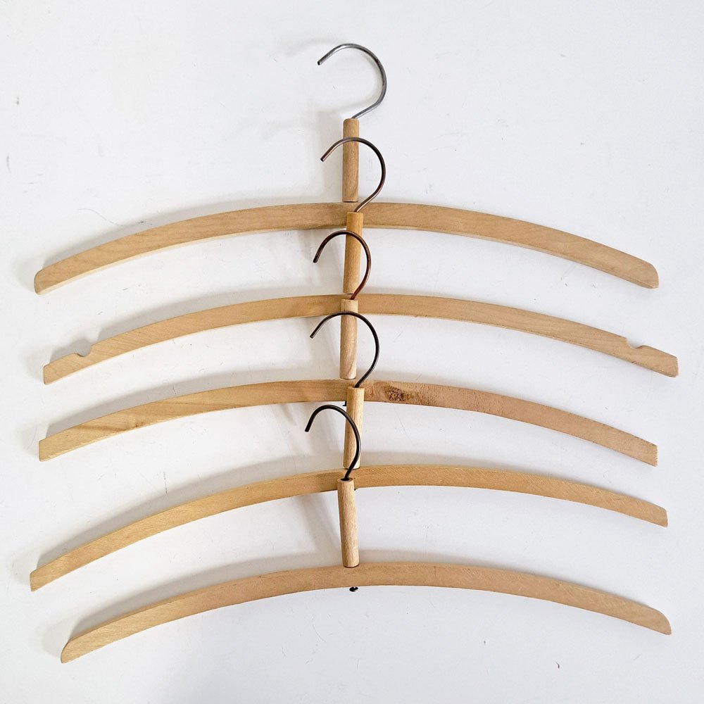 北欧ビンテージ Scandinabian Vintage 木製ハンガー 10本セット 1950〜70年代 木味 レトロ 古道具 D ●