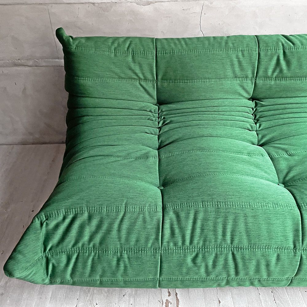 リーンロゼ ligne roset トーゴ TOGO 3Pソファ 3人掛け グリーン Hランク生地 RH-533 撥水加工 ミッシェル・デュカロワ Michel Ducaroy フランス家具 定価￥434,500- ♪